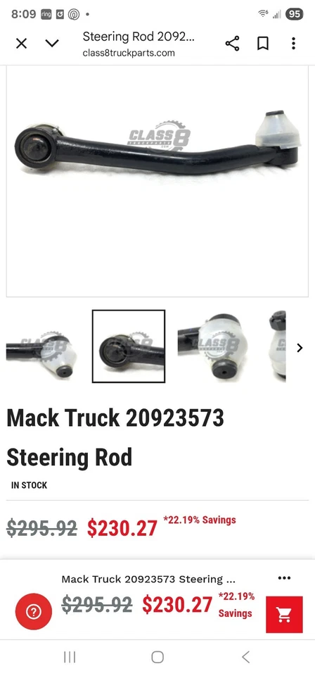 Mack 卡车转向杆末端组件左手 — 第 2/4 张图片