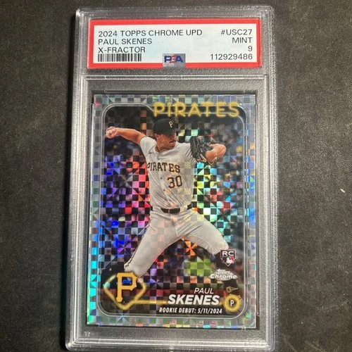 PAUL SKENES 2024 TOPPS CHROME UPDATE X-FRACTOR #USC27 RC PSA 9