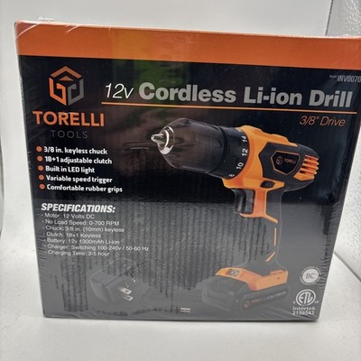 NEW Torelli Tools 12V Cordless Li-ion Drill 3/8'' Keyless Chuck Interteck Sealed 