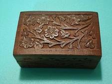 VintageStamp/RingBox,FloralCarving. Handcrafted, Collectibles.  Free Shipping !