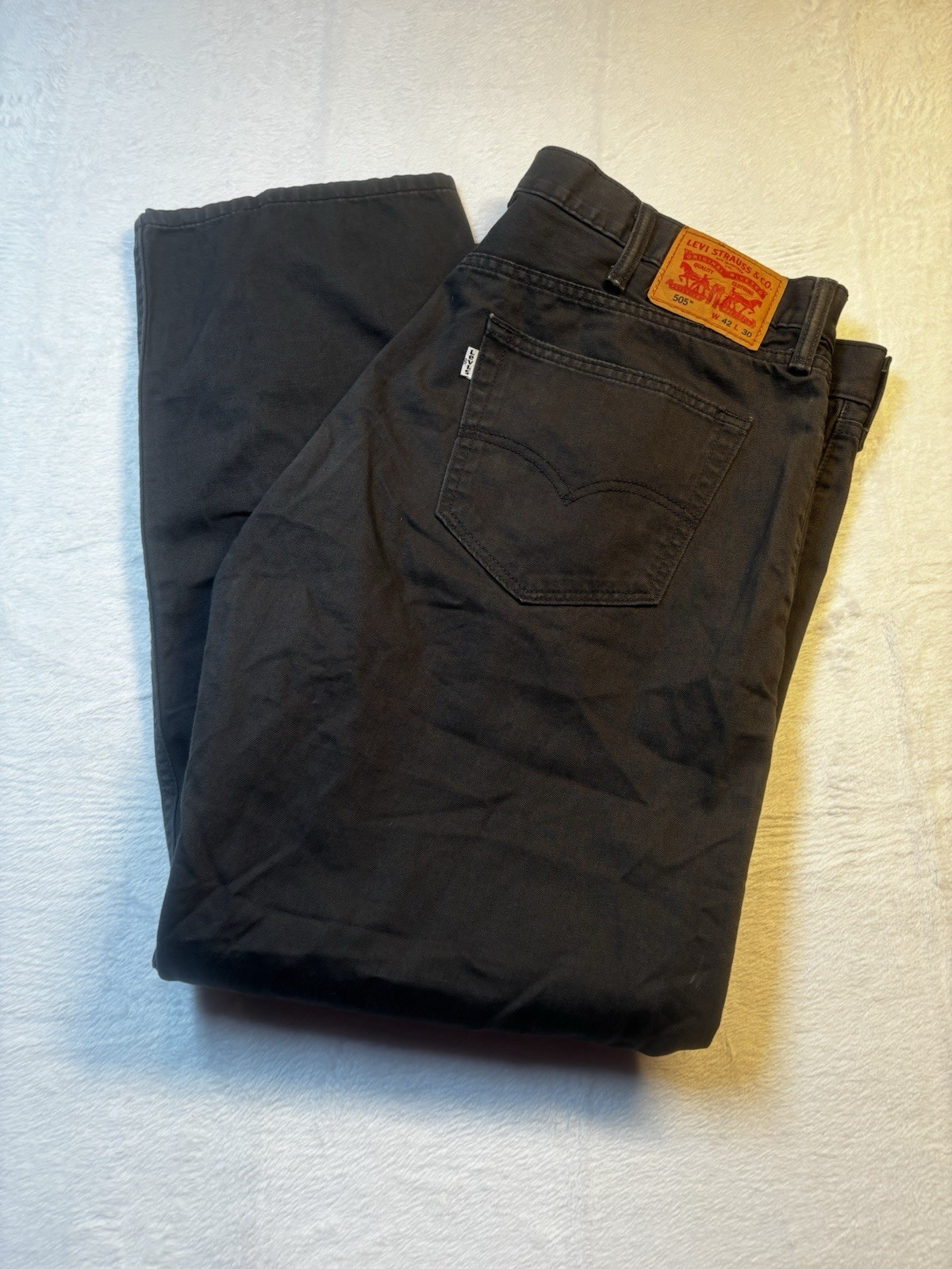 Levi’s 505 White Tab Jeans Men’s 42x29 Black Straight Rare Zip Classic Fit