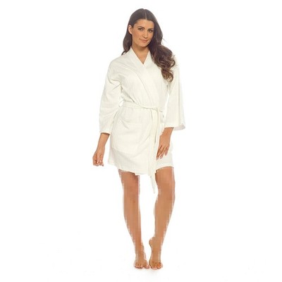 Damen Waffel Morgenmantel Kimono Bademantel leicht Spa mit Gürtel & Tasche