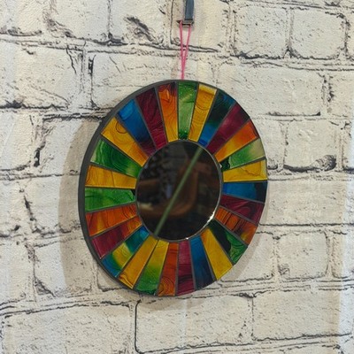 Rainbow Line schwarze Mosaikfliese Wandspiegel 20 cm x 20 cm 8 cm Handarbeit