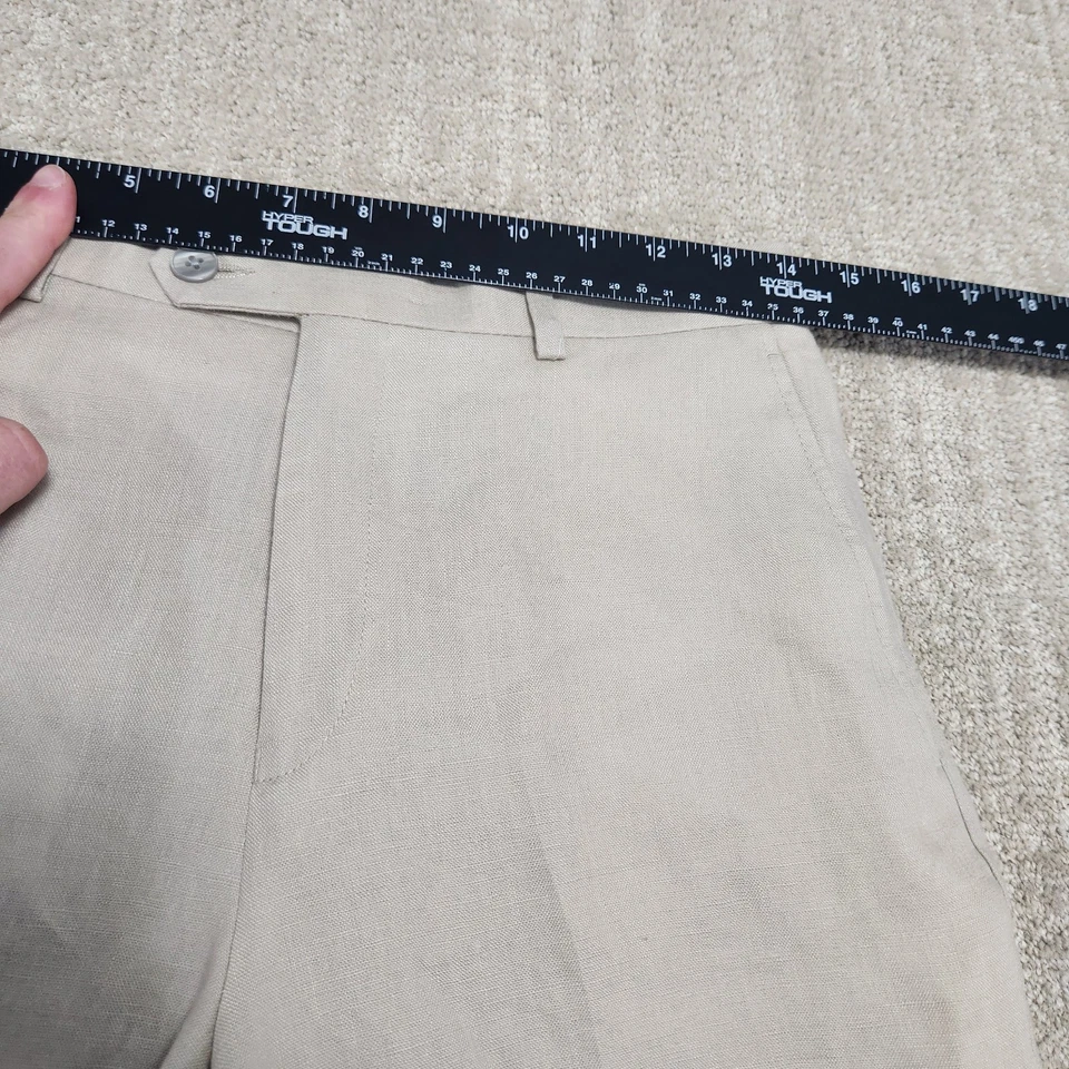 Calça de linho Ralph Lauren meninos grandes 16r 28W calças sociais bege luxo riqueza - Imagem 4 de 4