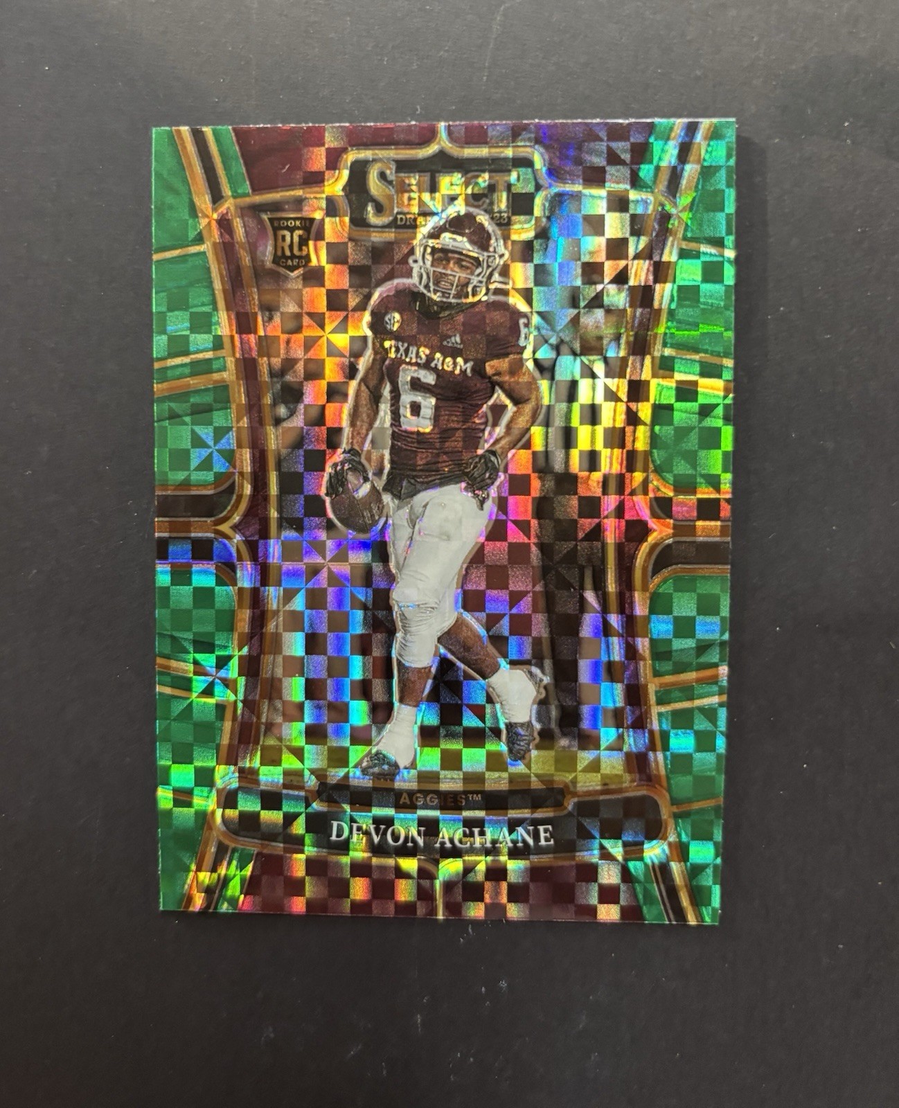 Devon Achane 2023 Panini Select Draft Picks #20 Green Squares Prizm RC Rookie