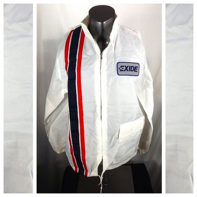 Vintage 1970 s Exide Batteries Team Nylon Full Zip Up Jacket (XL) Holloway USA