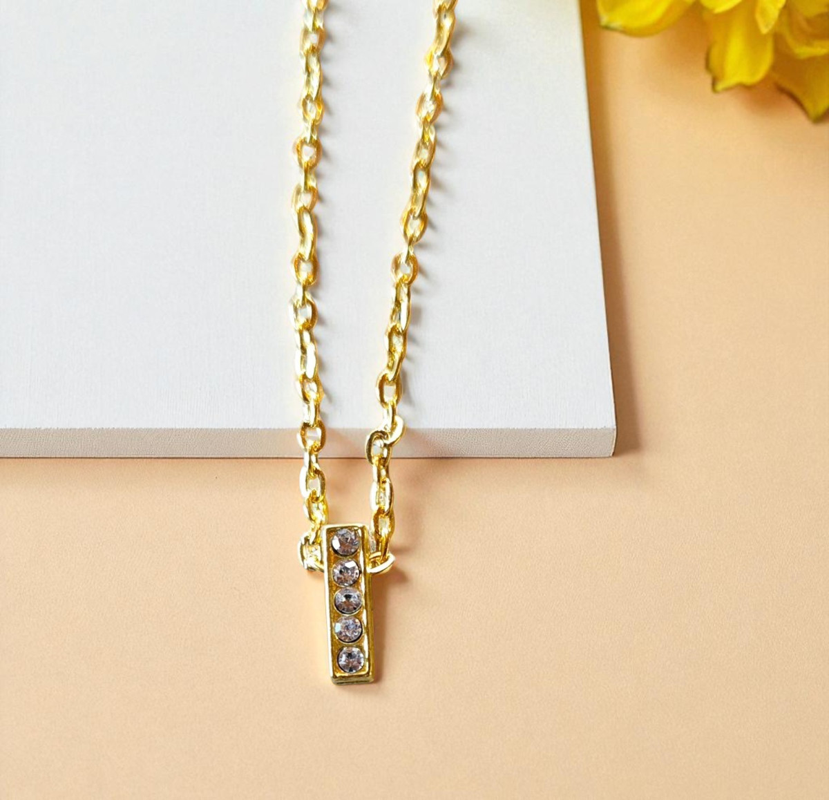 Letter I Crystal Pendant Necklace Sparkly Initial Jewelry Next Day Shipping