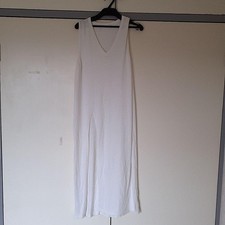 Long Knit Dress White Sleeveless Spring/Summer L Slim Deep Slit