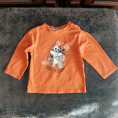 Langarmshirt Stay Cool, Gr. 86, 12-18 Mon, Baby orange leuchtend, top Zustand