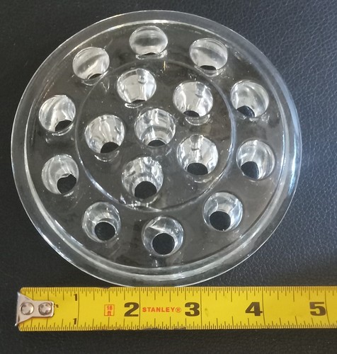 Vintage Glass Flower Frog, Viking Clear Glass Flower Frog, 15 holes, 5" Across - Picture 5 of 5
