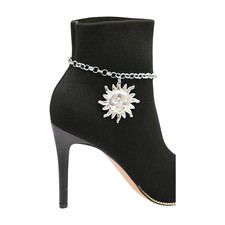 Women Silver Metal Chain Boot Bracelet Shoe Sun Anklet Charm Retro 80's Style