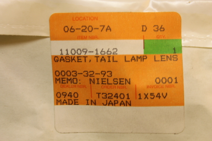 NOS KAWASAKI 88-97 ZX600-C ZX600 TAILLIGHT LAMP LENS GASKET