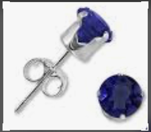 Pure Sterling Silver September Birthstone Sapphire cz 1ctw Round Stud Earrings - Picture 2 of 4