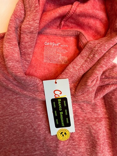 2x Cat & Jack Boys' Fleece Hooded Sweatshirt Dark Red Size XS 4/5 - Picture 4 of 7