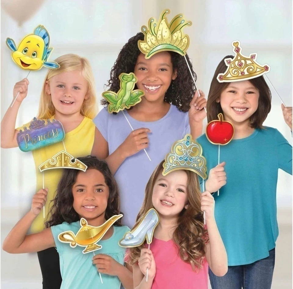 Tiara fotomatón suministros princesa disney (13 piezas) suministros fiesta cumpleaños fotomatón Foto 3 de 3