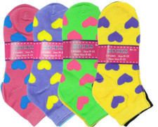6-12 Pairs Lot Fashion Cotton Women Ankle Low Cut School Casual Socks 9-11 HEART