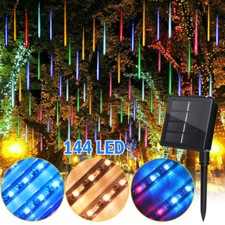 Outdoor 144 LED Solar Lights Meteor Shower Rain Tree String Light Garden Party
