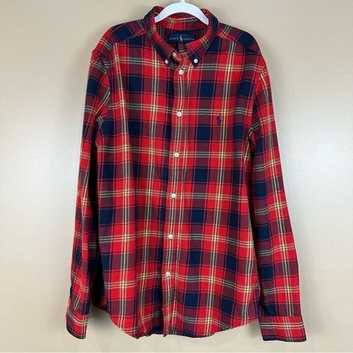 Ralph Lauren Boy’s Red Plaid Long Sleeve Button Down Shirt XL 18/20