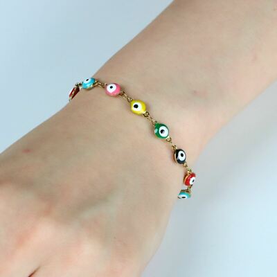 Evil Eye Charm Bracelets Stainless Steel Gold Silver Multicolor Beaded Bracelet