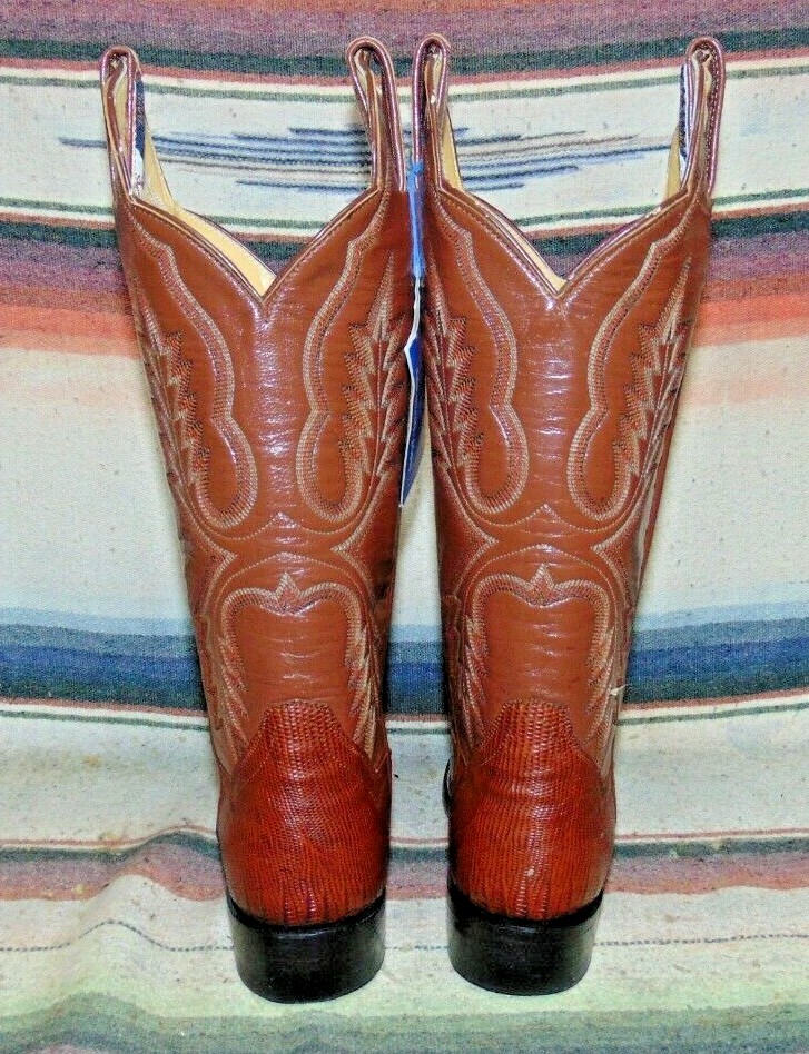 Vintage Panhandle Slim Brown Lizard / Leather Cowboy Boots  display picture 2