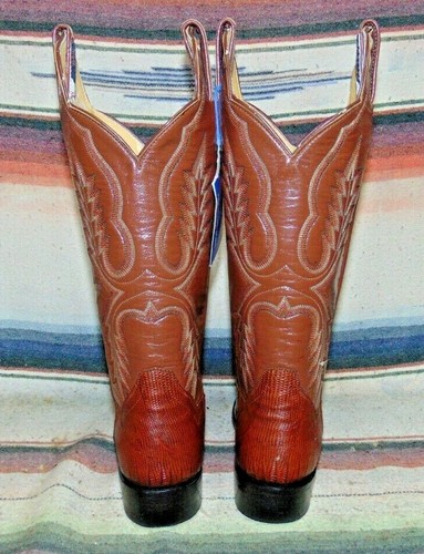 Vintage Panhandle Slim Brown Lizard / Leather Cowboy Boots Womens 3.5 B New - Picture 4 of 8