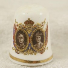 China Thimble King George VI Queen Elizabeth 1937 sewing collectable