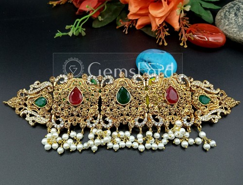 Nuevo Heer Paquistaní India Bengalí Novia Collar Pendientes Tikka Conjunto de Joyería - Imagen 18 de 37