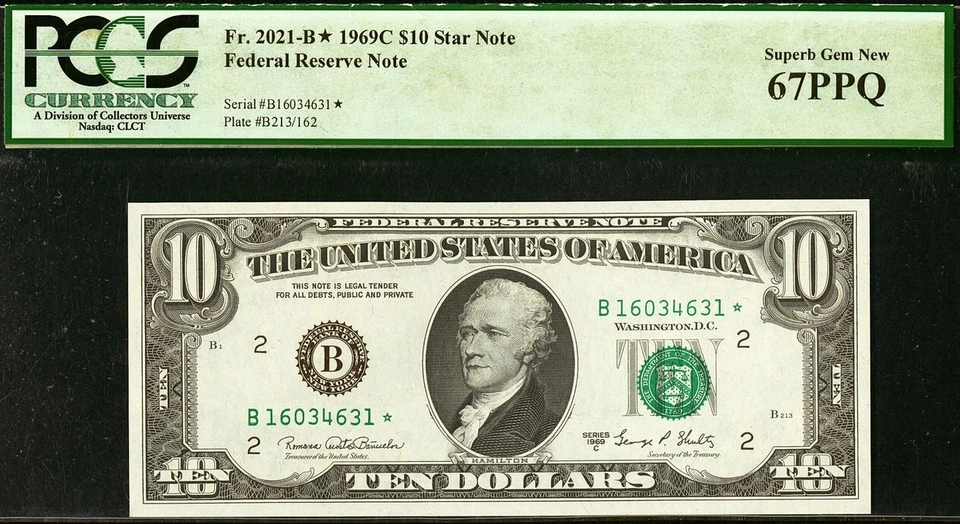 Top Pop 1969C $10 New York Star FRN PCGS 67PPQ highest graded Fr 2021-B* - Image 3 of 4