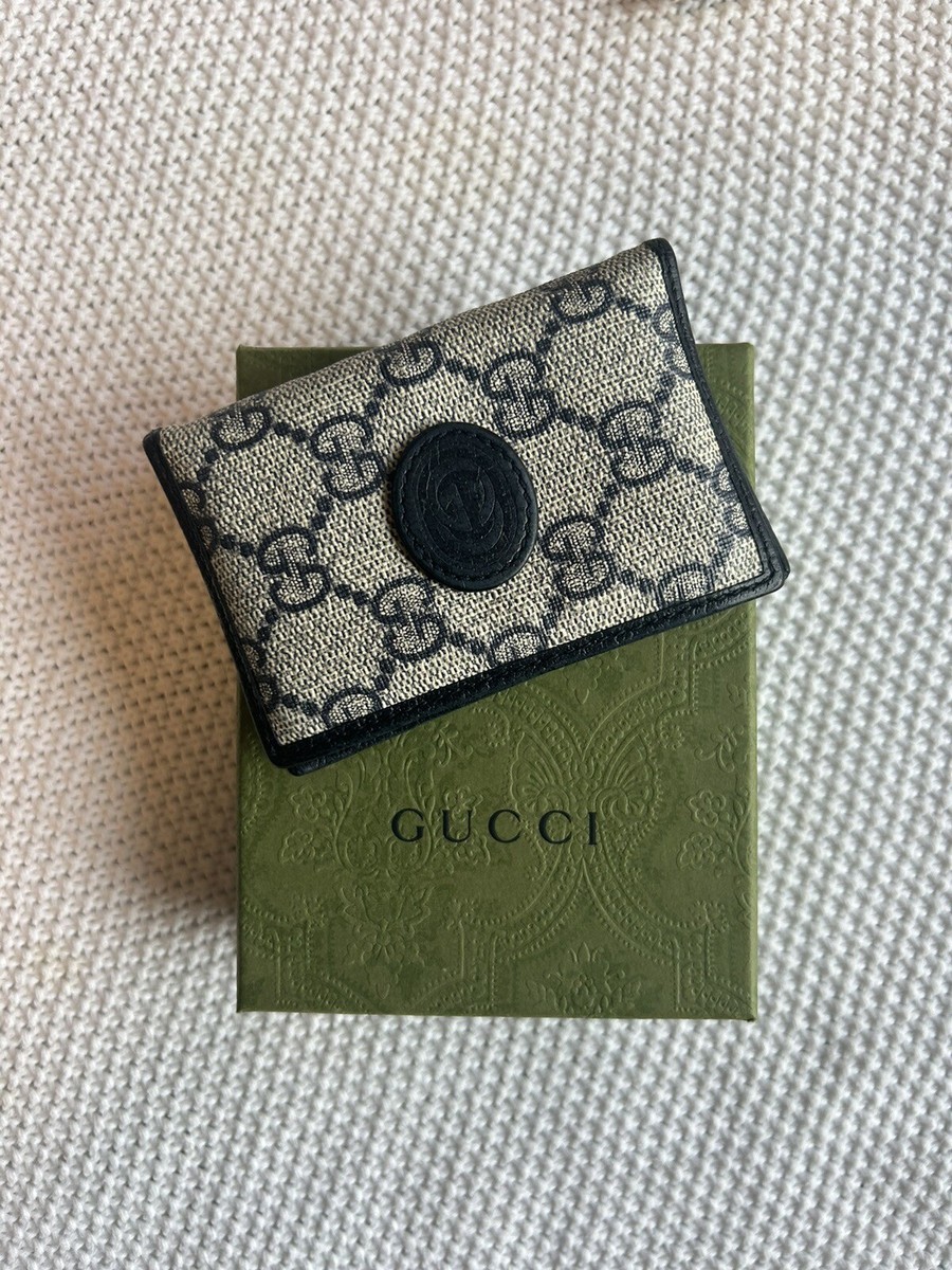 【送料&関税込】Gucci Leather And Gg Supreme Fabric Card Hol GUCCI GG Supreme Card Holder Wallet Interlocking Gs, Blue | eBay