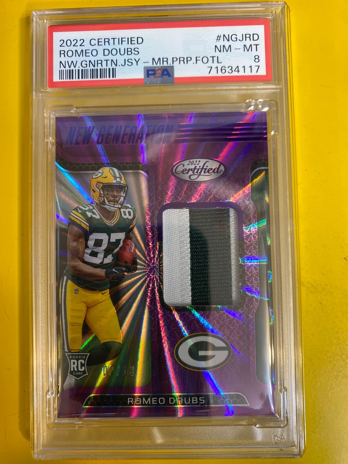Romeo Doubs Panini Certified New Generation Jerseys #NGJRD Mirror Purple Fotl