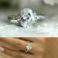 Oval Cut 2.30Ct Diamond Beautiful Engagement Ring Solid 14k White Gold in Size O