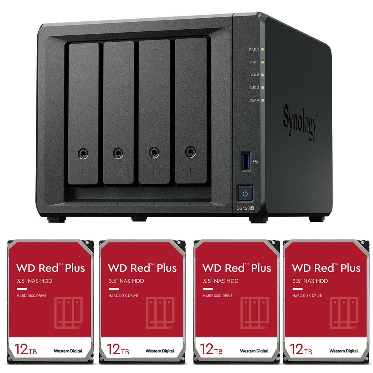 Synology DiskStation DS423+ 4-Bay NAS Enclosure w/4x Red Synology DiskStation DS423+ 4-Bay NAS Enclosure w/4x Red