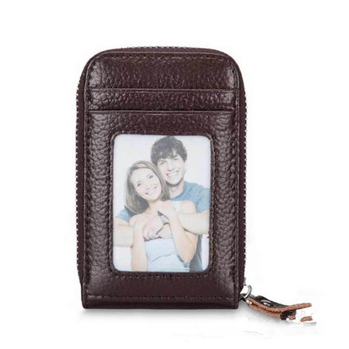 Men's Wallet Real Leather Credit Card Holder RFID Blocking Zipper Thin Pocket - Picture 6 of 16