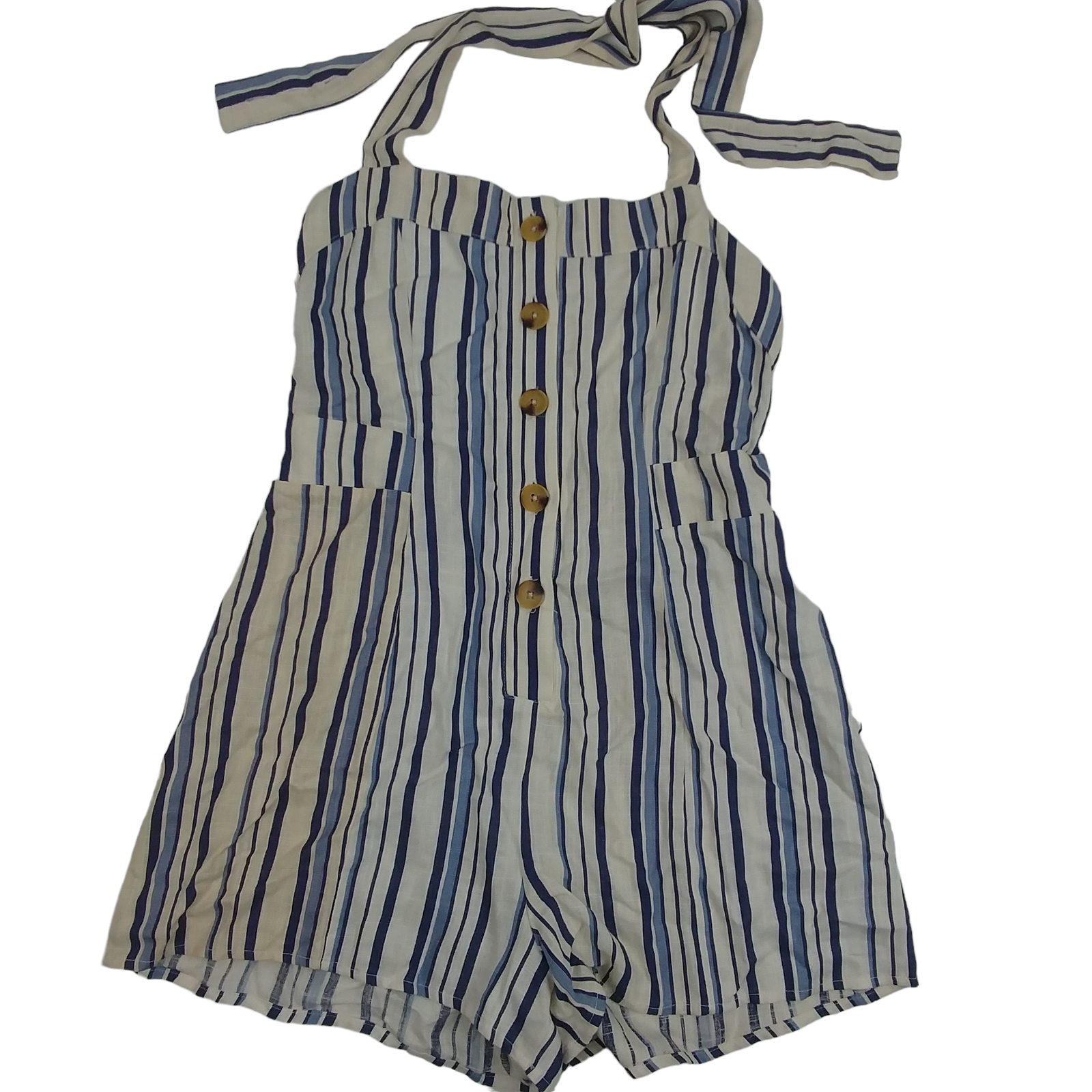 NWT Lottie Moss Size M Striped Button Linen Romper | eBay