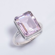 Trendy Fashion Jewelry Pink Amethyst Gemstone Handmade Ring 11 US Gift For Love