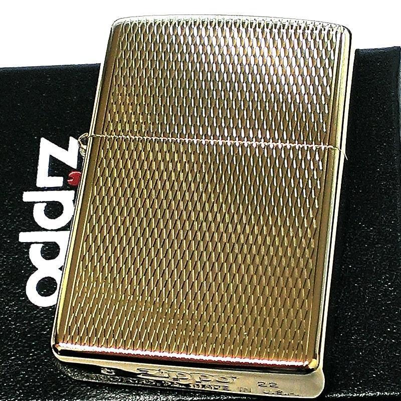 Zippo lighter diamond cut engraving mesh double sided gold