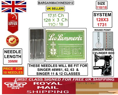 SINGER46W62 ZYLINDERARM 128X1,128X3,1731 CH GRÖSSE=110/18 NÄHMASCHINENNADEL