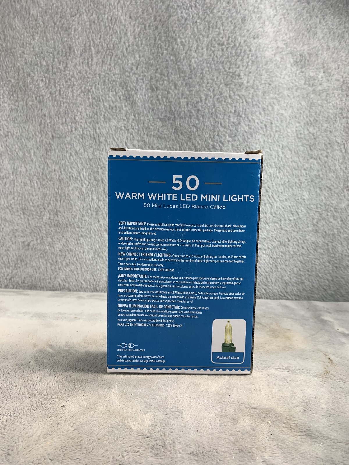 Holiday Time 50 LED Warm White Mini Lights White Wire Set Christmas