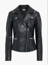 Iris & Ink Genevieve Leather Biker Jacket Uk10 Us6