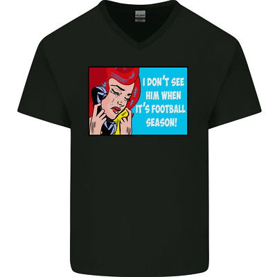 Lustiges Herren-T-Shirt I Don't See Him Fußballspielerteam V-Ausschnitt Baumwolle