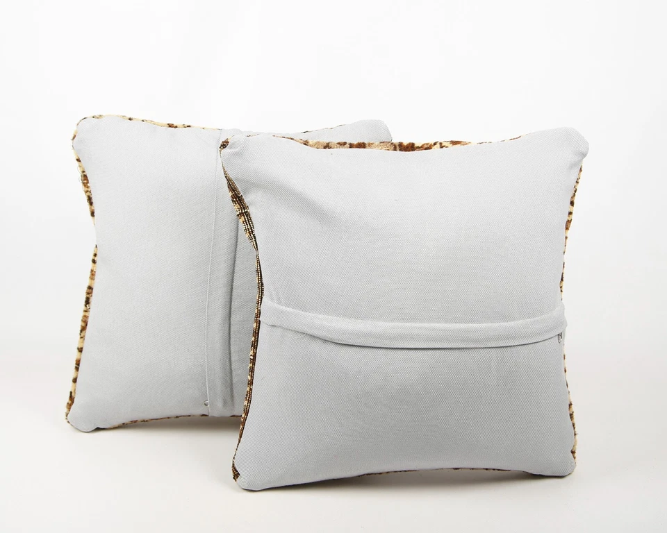 2 Set of Handmade Kilim Wool Jute Cushion Cover 16x16 Hand-woven Pillowscase - Image 4 of 4