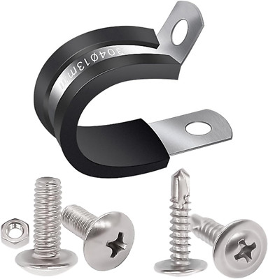 50Pcs 1/2 Inch Cable Clamp 304 Stainless Steel Rubber Coated Cushion Pipe Clamps