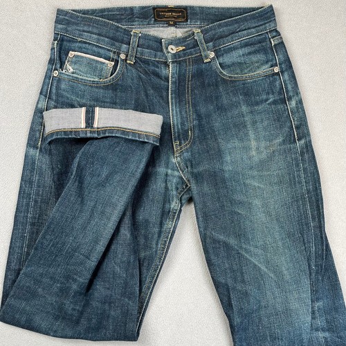 Japanese Selvedge Denim Jeans Mens 31x30 Straight Uniform Bridge Distressed