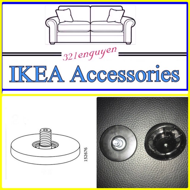 2 X IKEA Eket Adjustable Black Plastic Threaded Foot Replacement Parts 152676 for sale online