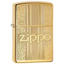 Zippo and Pattern Design High Polish Brass Pocket Lighter, One Size