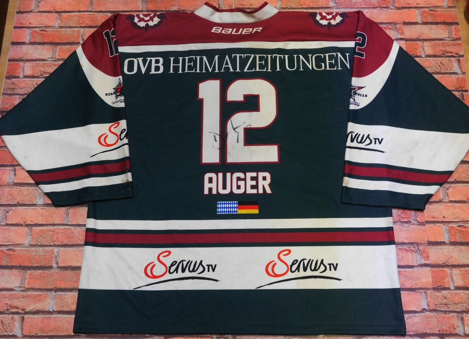 Camisa Trikot Hielo Hockey Ghiaccio Star Bulls Rosenheim Auger 12 Talla XL