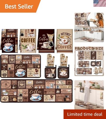 10 Pcs Coffee Kitchen Decor and Accessories Coffee Oven Mitts and Pot Holders...