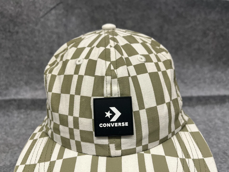 Gorra Converse Gorra Correa Trasera Adulto Talla Única Verde Blanco Cuadros 100% Algodón Patín Foto 2 de 4