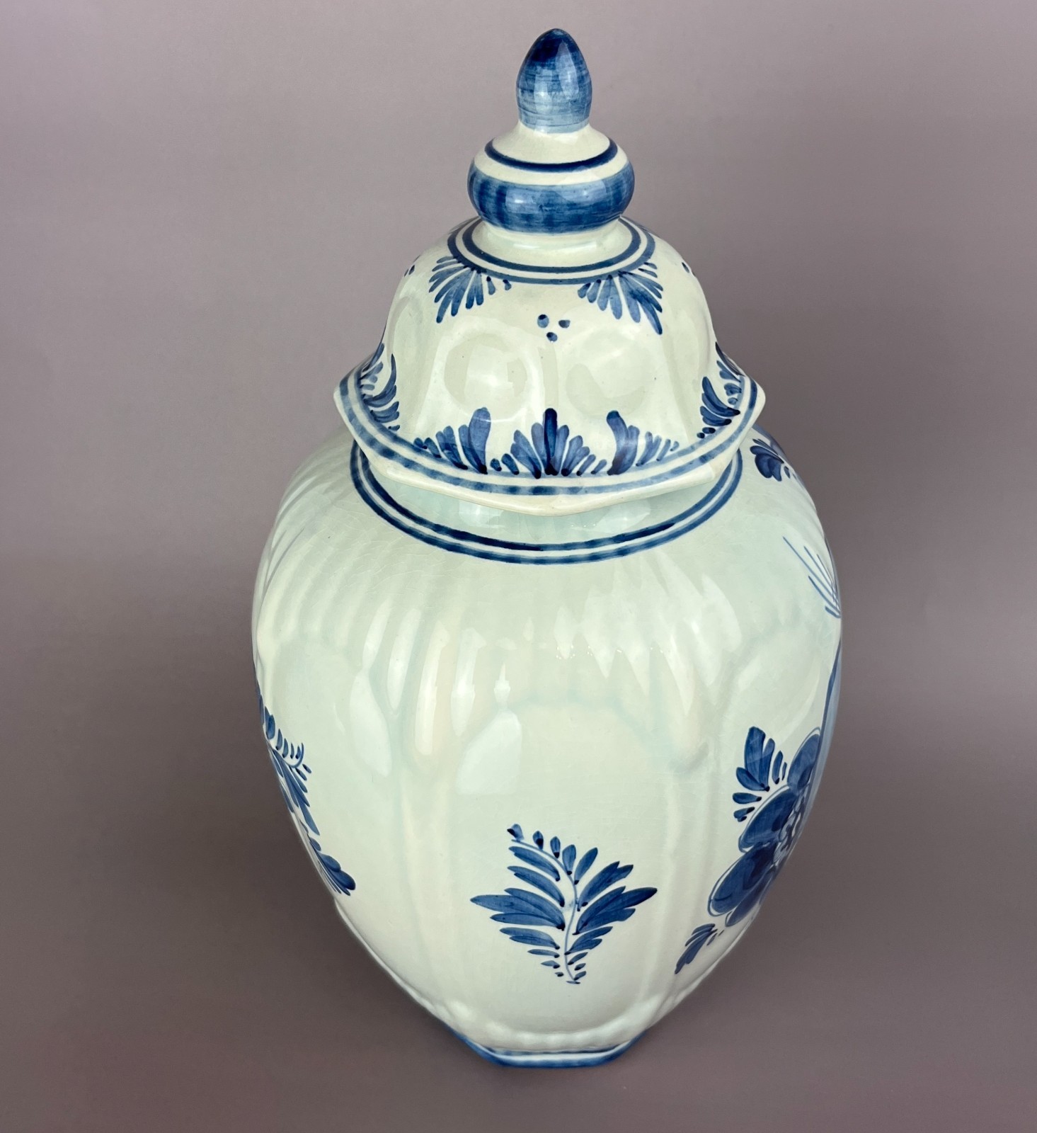 Large Delft Blue Hand Painted Ginger Jar Vase with Lid Dutch Holland 31cm image 4
