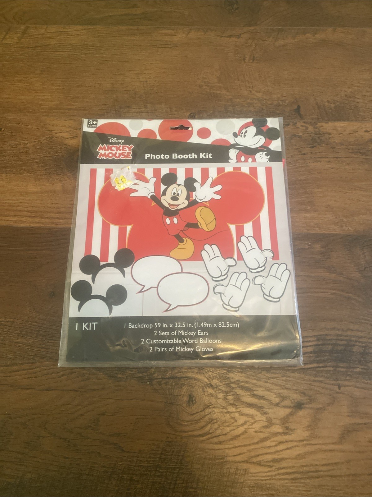 Disney Mickey Mouse Photo Booth Kit Backdrop Ears 7 piece Party Supply